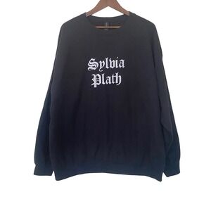 Gildan Sylvia Plath Unisex Sweatshirt 2XL Black Gothic Literature Poetry Graphic